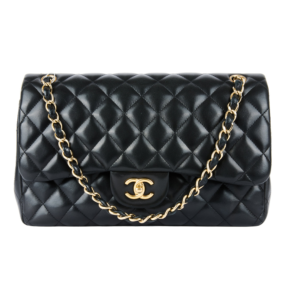 CHANEL - Classic Jumbo bag in black lambskin leather