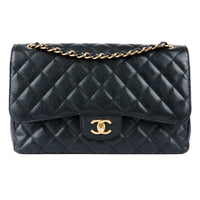CHANEL - Classic Jumbo Bag in black grained leather