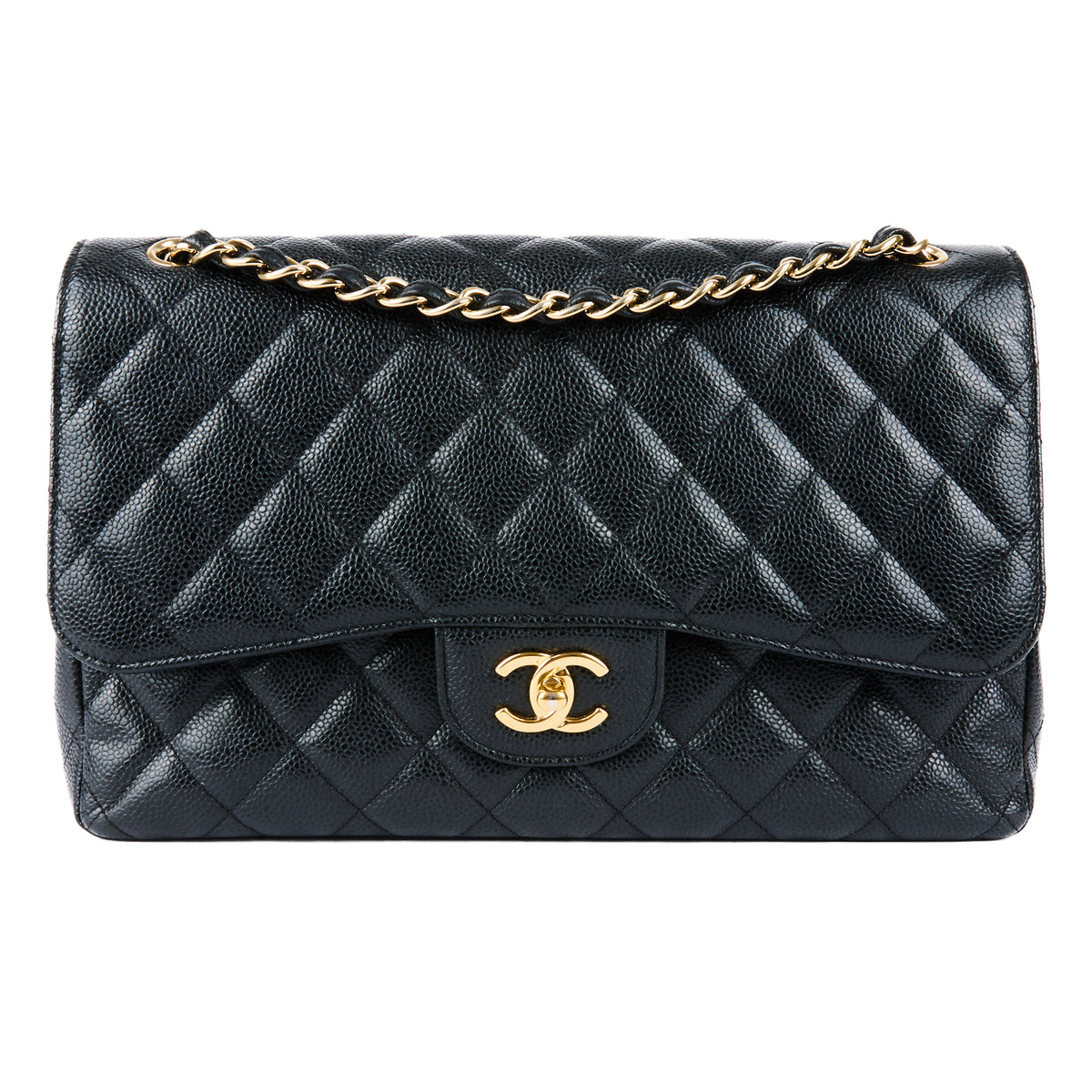 CHANEL - Classic Jumbo Bag in black grained leather