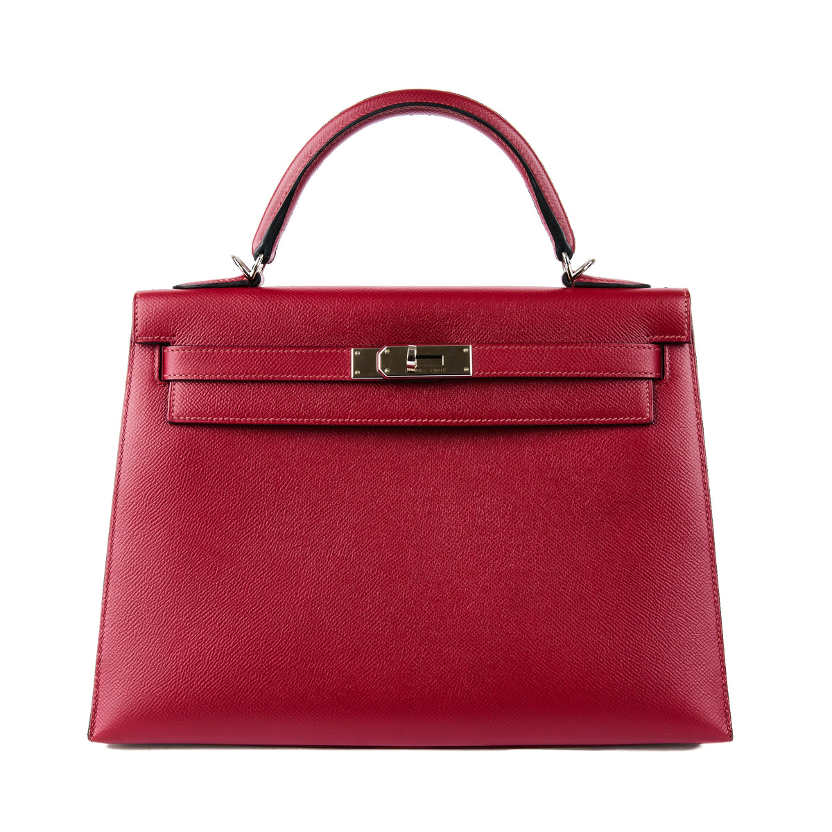 HERMES - Sac à main Kelly 32 cuir Epsom Rouge Grenat - Handbag