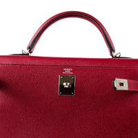 HERMES - Sac à main Kelly 32 cuir Epsom Rouge Grenat - Handbag
