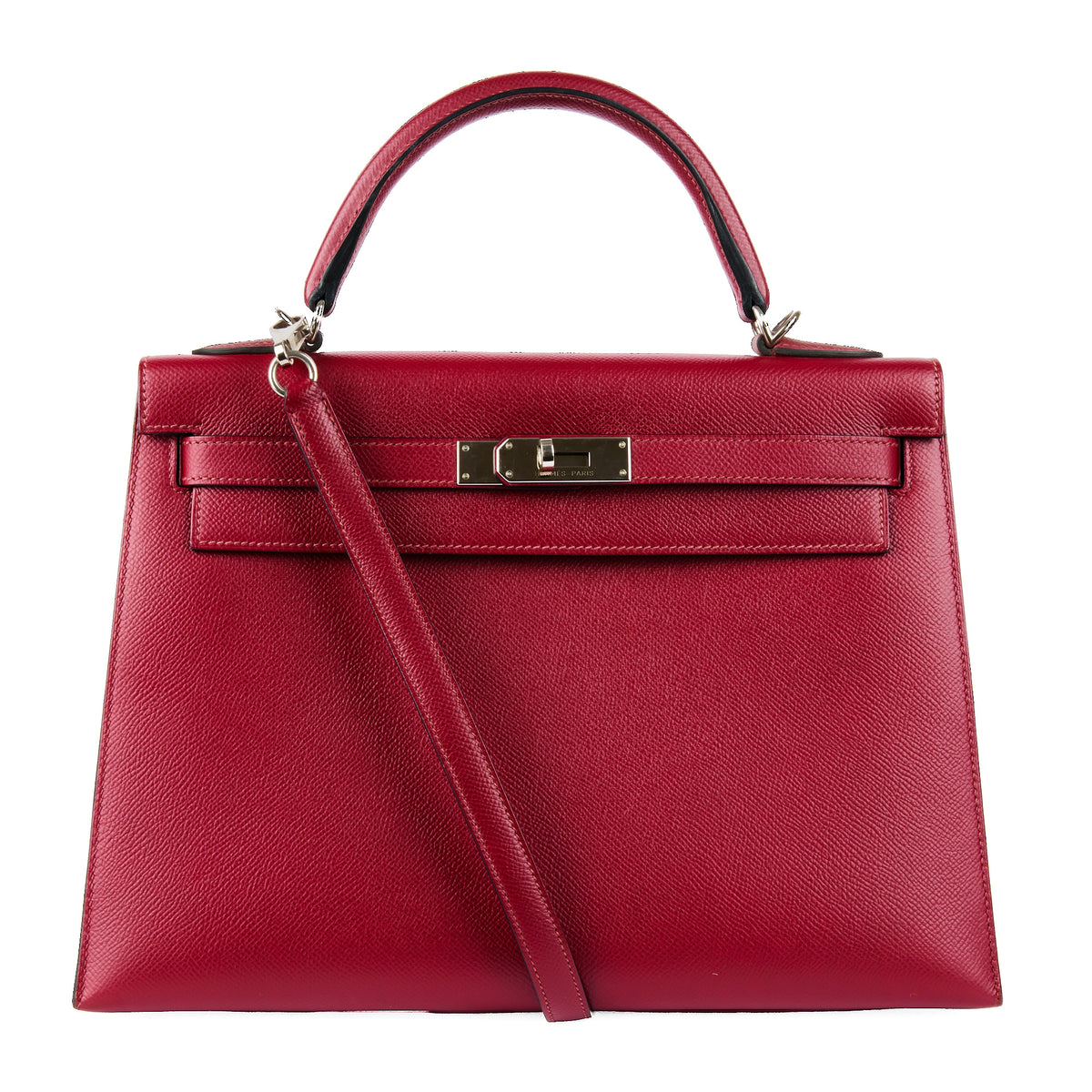 HERMES - Sac à main Kelly 32 cuir Epsom Rouge Grenat - Handbag