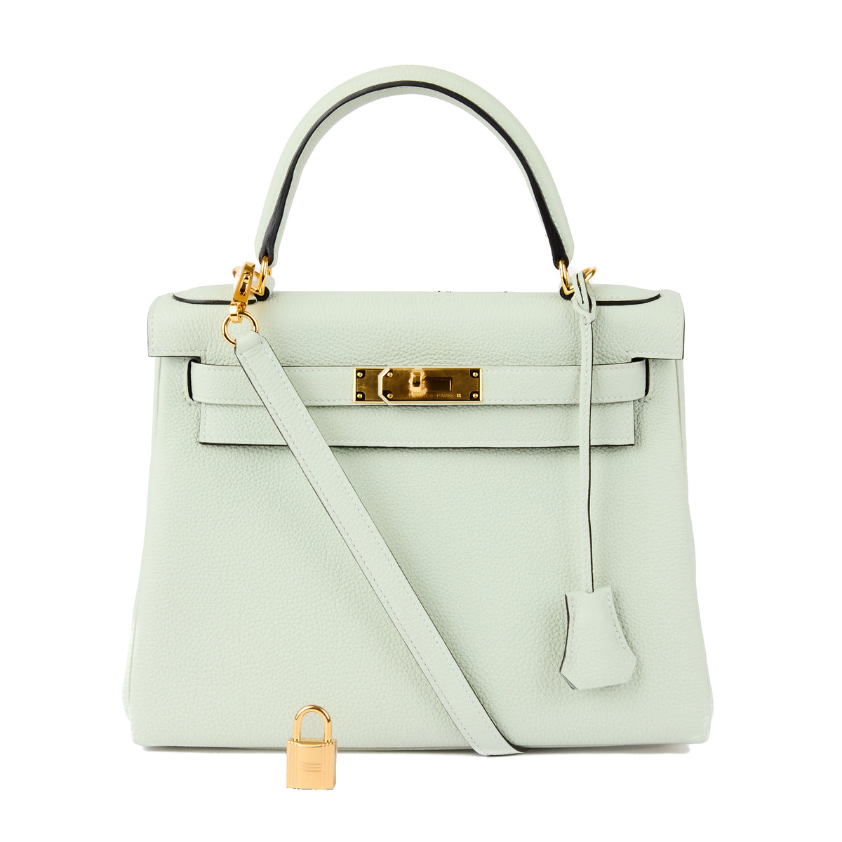 HERMÈS - Kelly 28 Togo snow grey gold finish