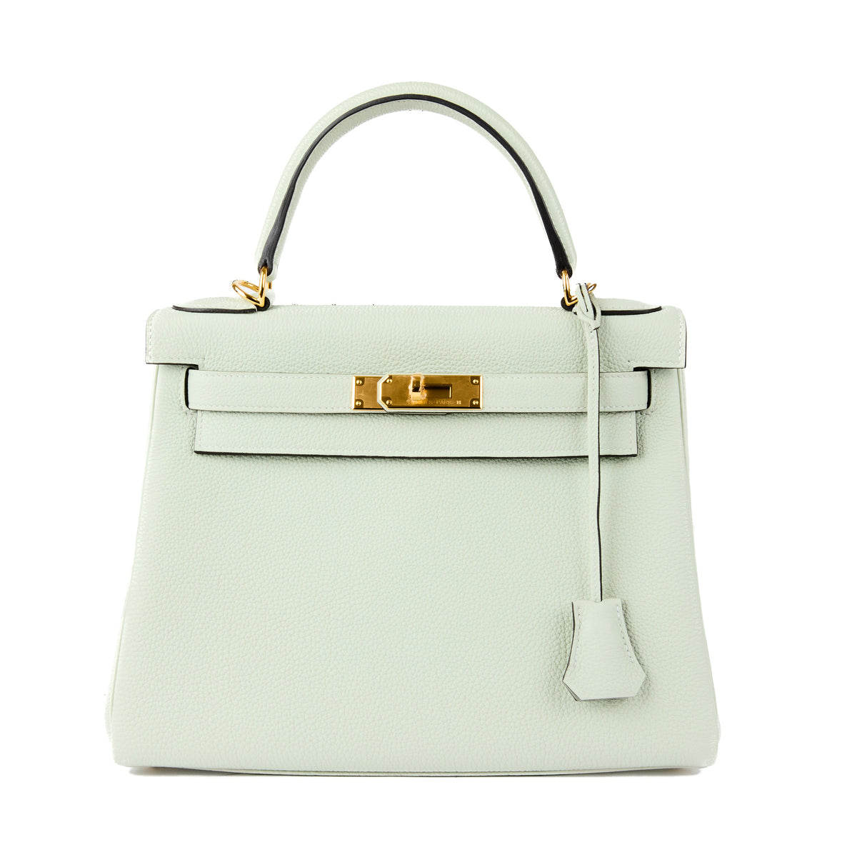 HERMÈS - Kelly 28 Togo snow grey gold finish