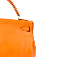 HERMES - Kelly 32 bag in Orange Feu Evercolor leather