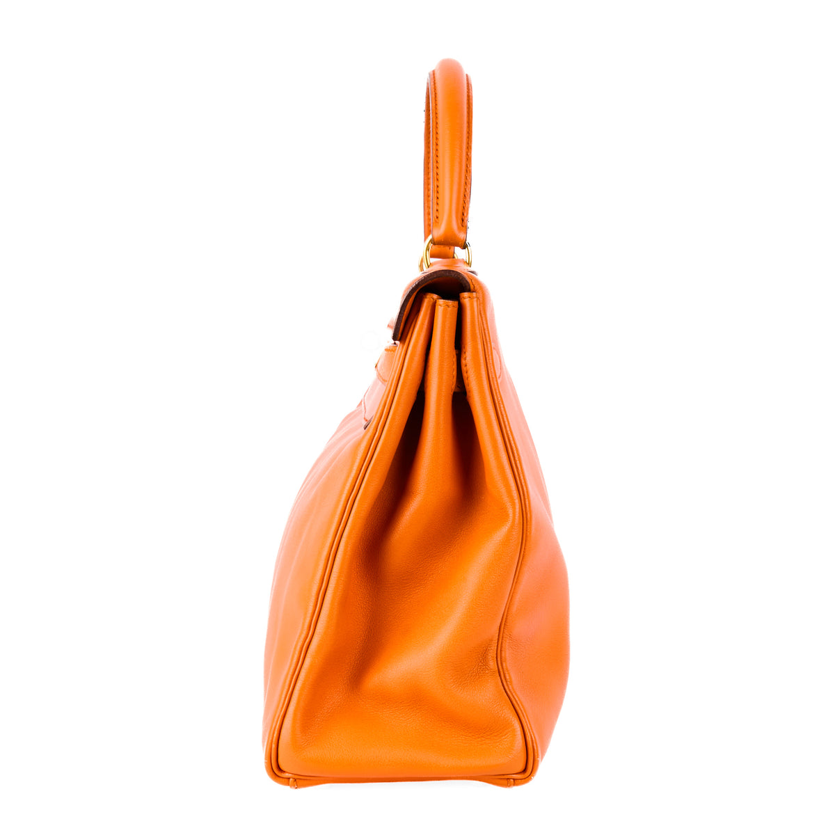 HERMES - Kelly 32 bag in Orange Feu Evercolor leather