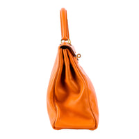 HERMES - Kelly 32 bag in Orange Feu Evercolor leather