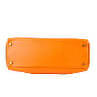 HERMES - Kelly 32 bag in Orange Feu Evercolor leather