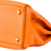HERMES - Kelly 32 bag in Orange Feu Evercolor leather