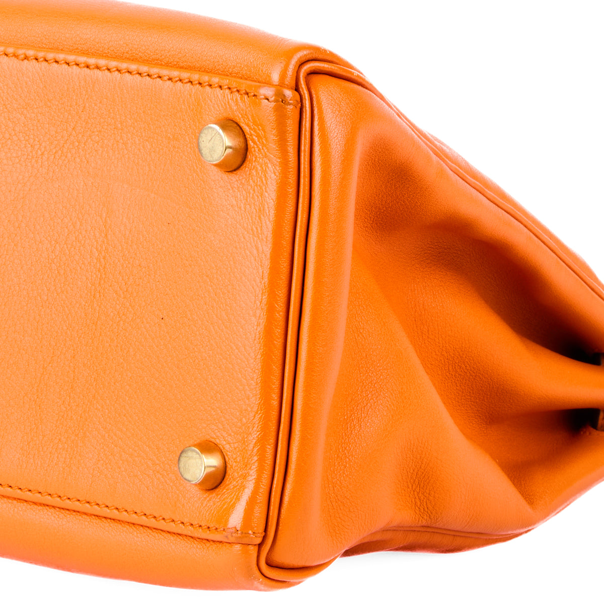 HERMES - Kelly 32 bag in Orange Feu Evercolor leather