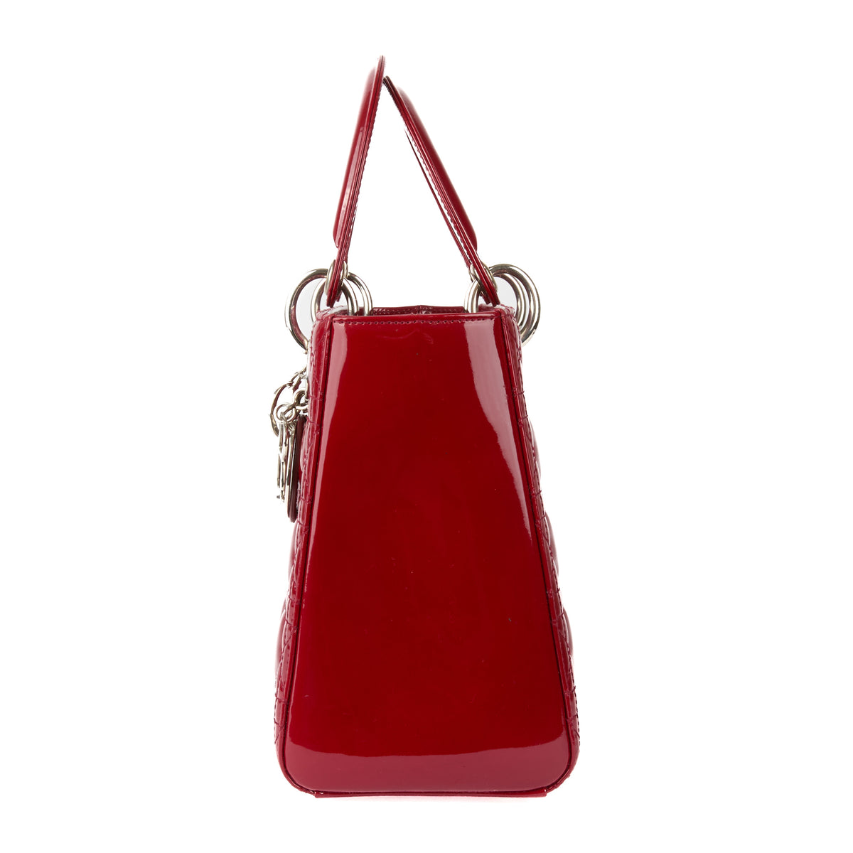 DIOR - Sac bandoulière Lady Dior Medium cuir vernis rouge - HandBag