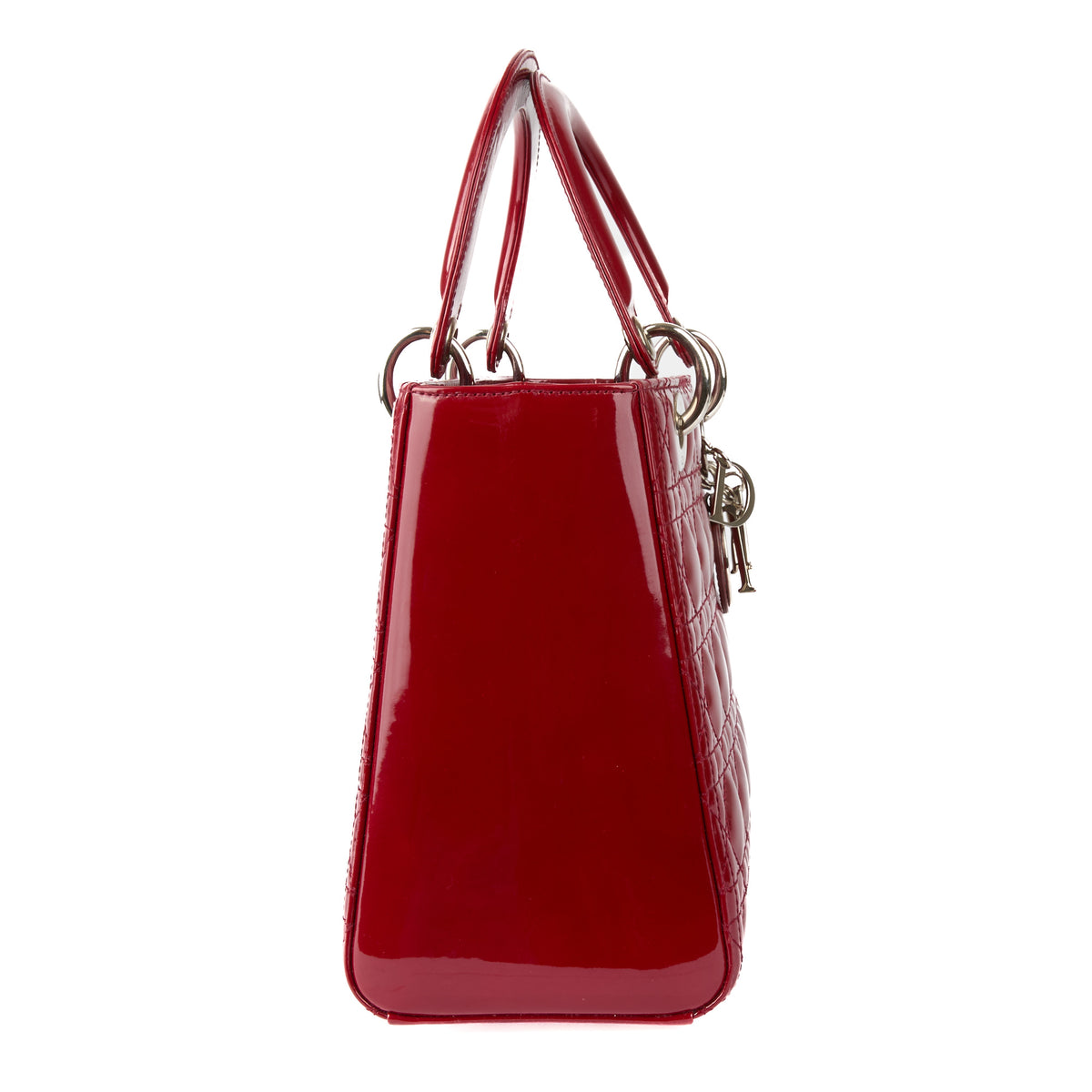 DIOR - Sac bandoulière Lady Dior Medium cuir vernis rouge - HandBag