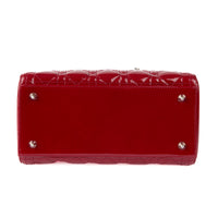 DIOR - Sac bandoulière Lady Dior Medium cuir vernis rouge - HandBag