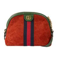 GUCCI - Sac bandoulière Ophidia bande web daim rouge - Handbag