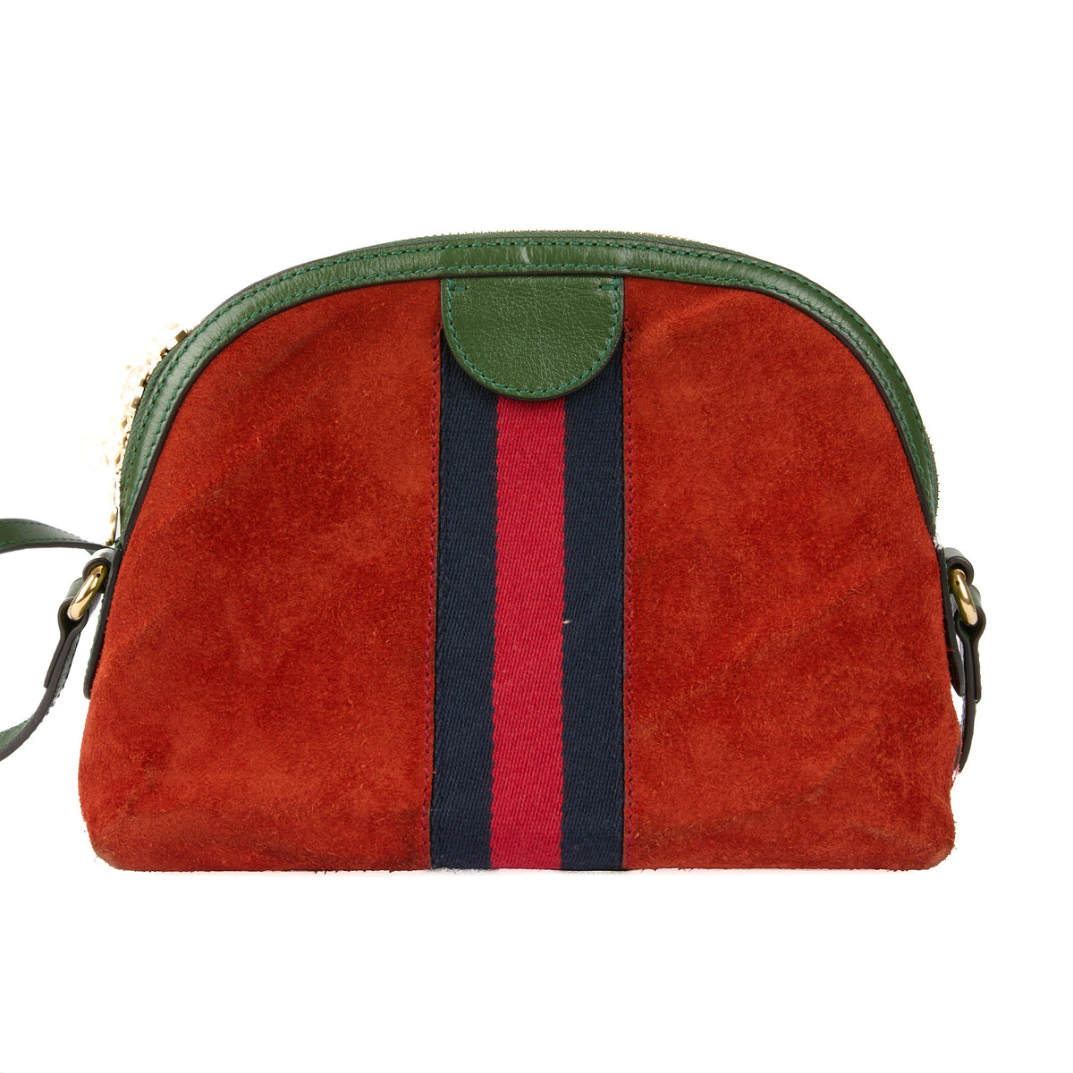 GUCCI - Sac bandoulière Ophidia bande web daim rouge - Handbag