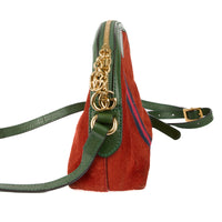 GUCCI - Sac bandoulière Ophidia bande web daim rouge - Handbag