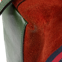 GUCCI - Sac bandoulière Ophidia bande web daim rouge - Handbag