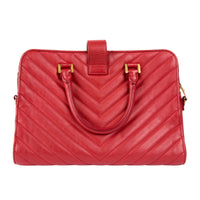 SAINT LAURENT - Red chevron leather tote bag - Handbag