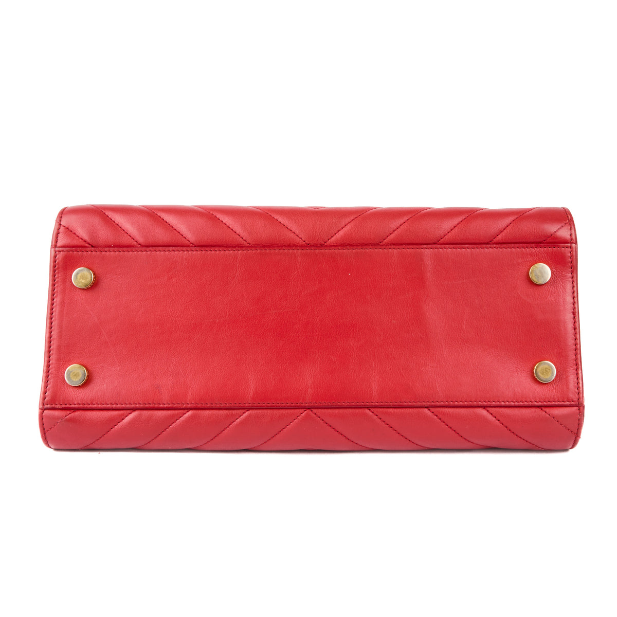 SAINT LAURENT - Red chevron leather tote bag - Handbag
