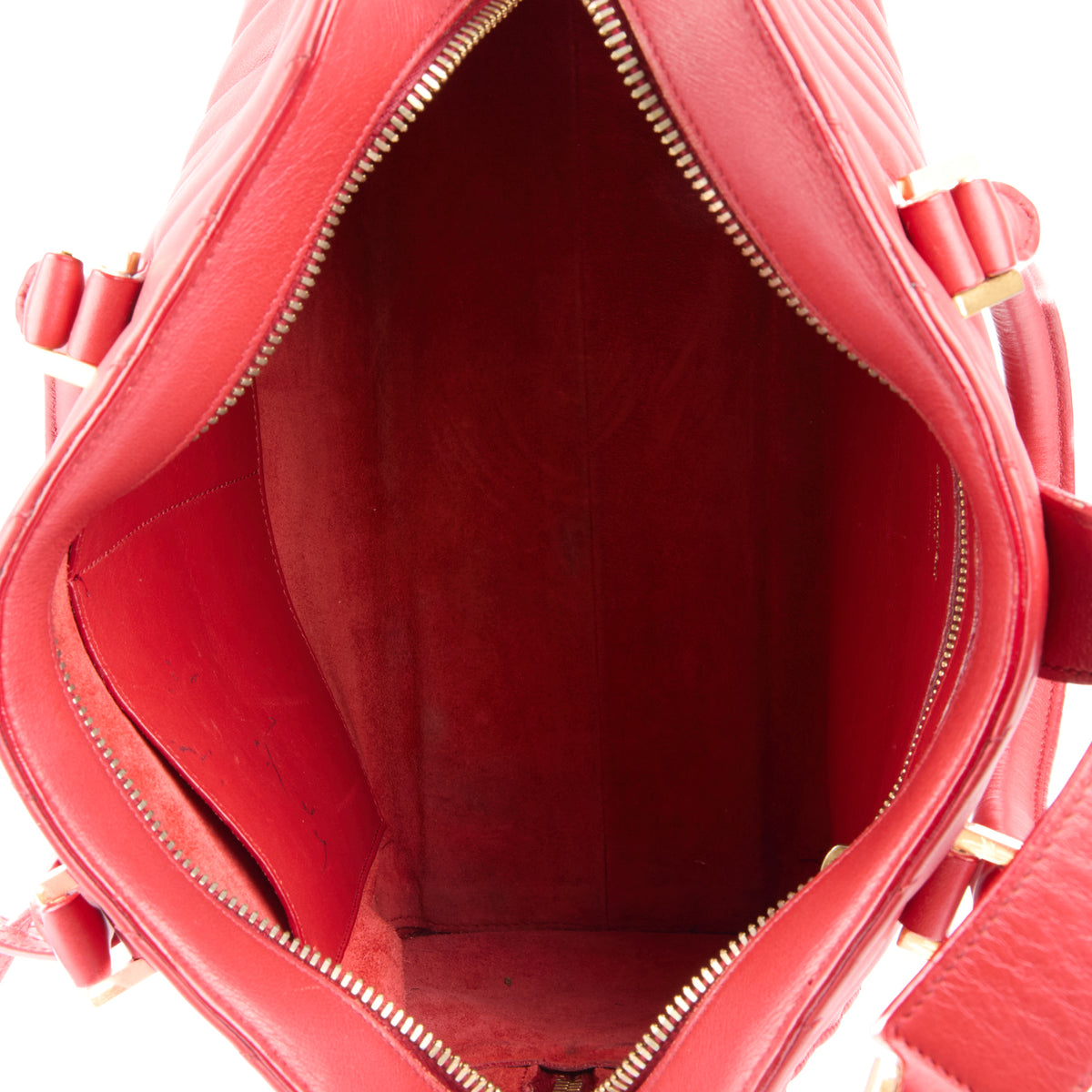 SAINT LAURENT - Red chevron leather tote bag - Handbag