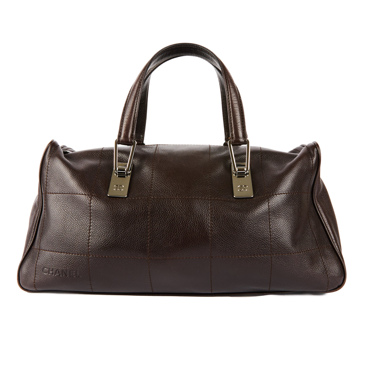 CHANEL - Brown leather bowling handbag