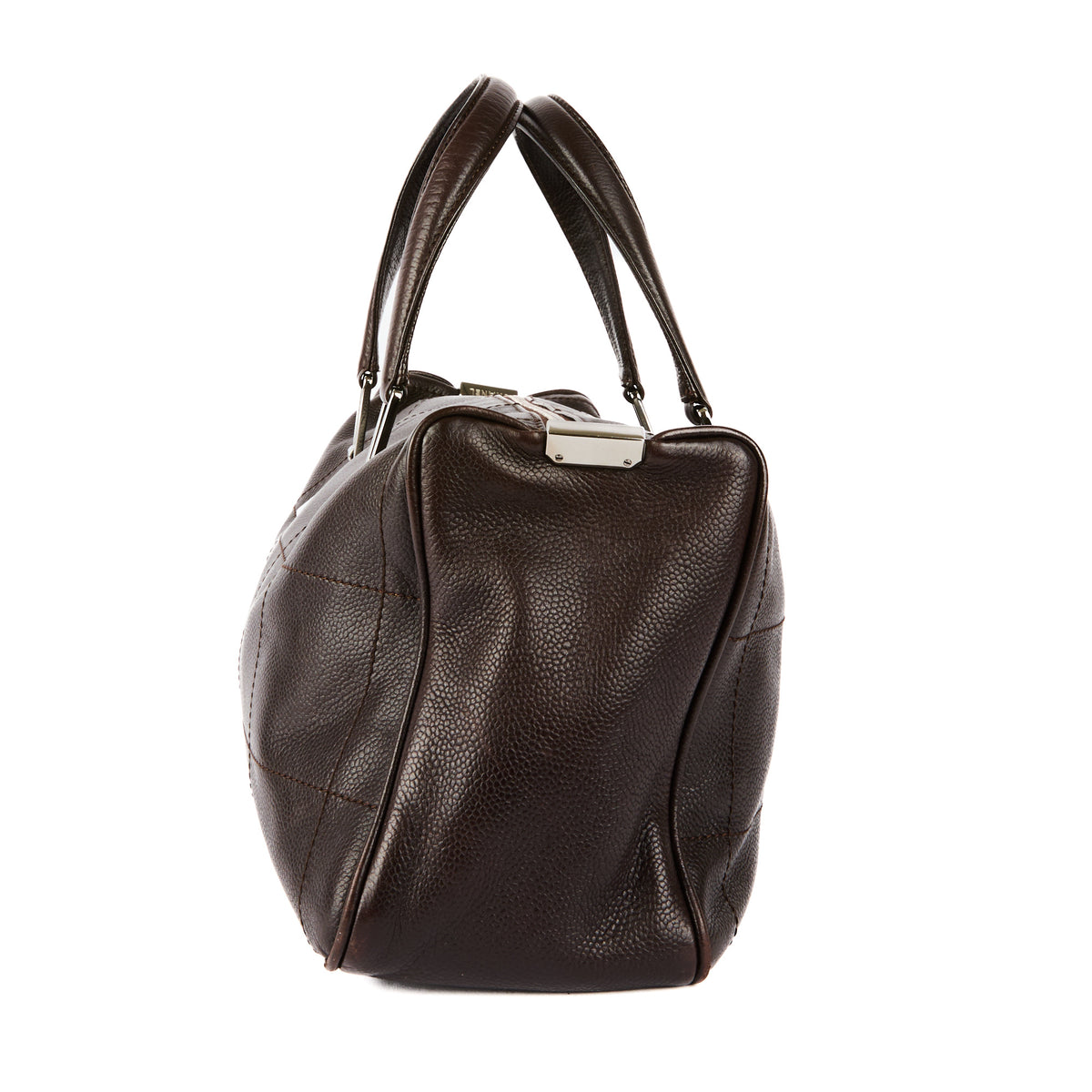 CHANEL - Brown leather bowling handbag