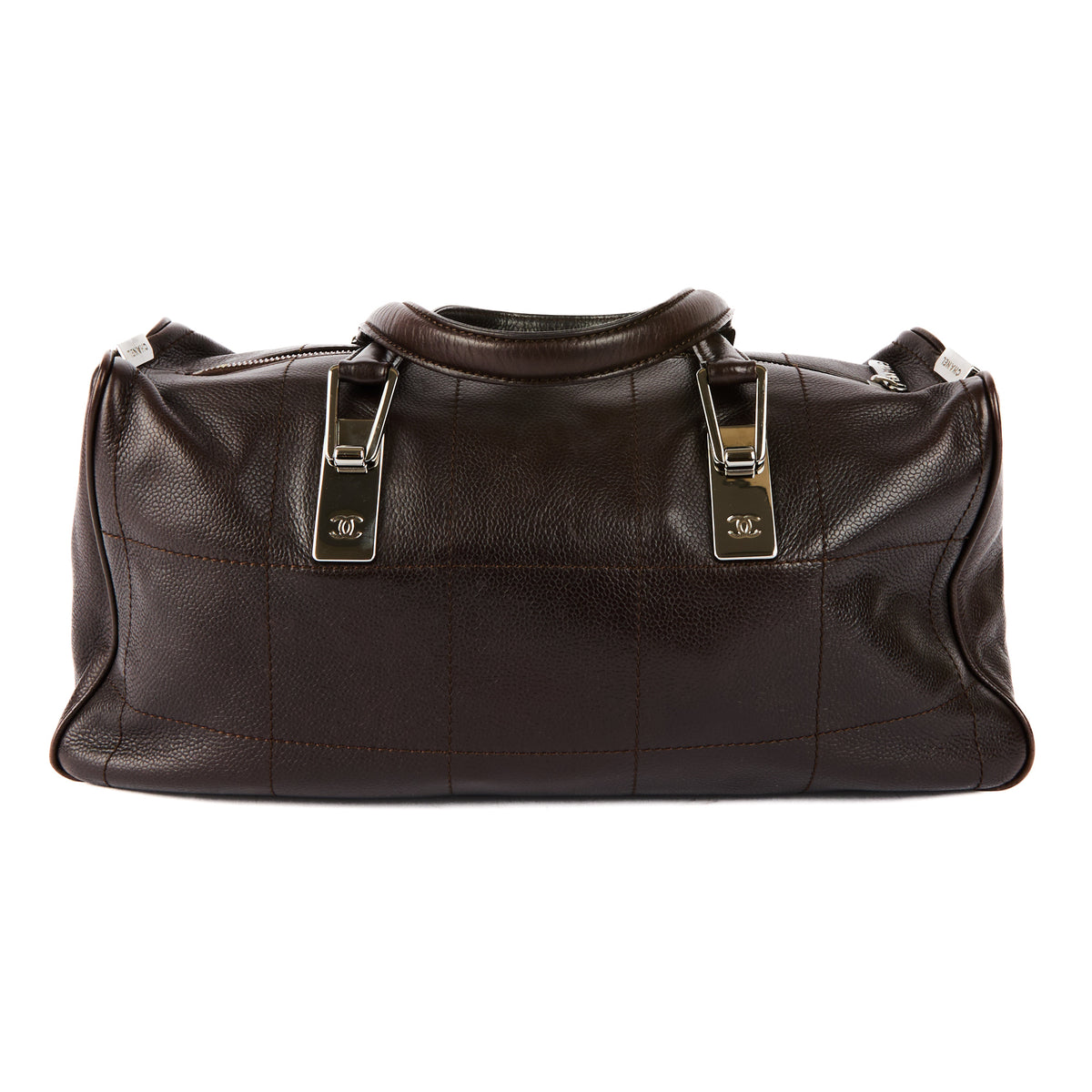 CHANEL - Brown leather bowling handbag