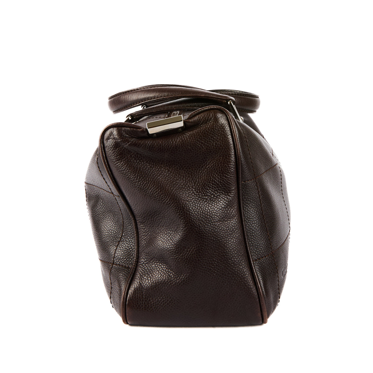 CHANEL - Brown leather bowling handbag