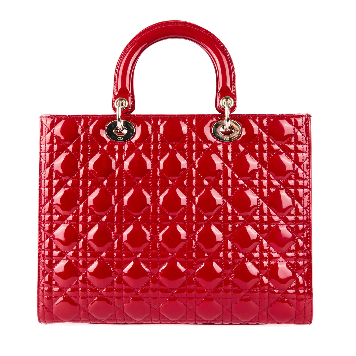 DIOR - Sac bandoulière Lady Dior Large cuir vernis rouge - Handbag ...