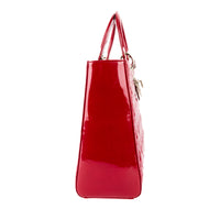 DIOR - Lady Dior Large Red Patent Leather Shoulder Bag - Handbag