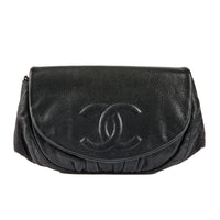 CHANEL - Sac à main Wallet on chain demi lune logo CC cuir caviar noir - Handbag