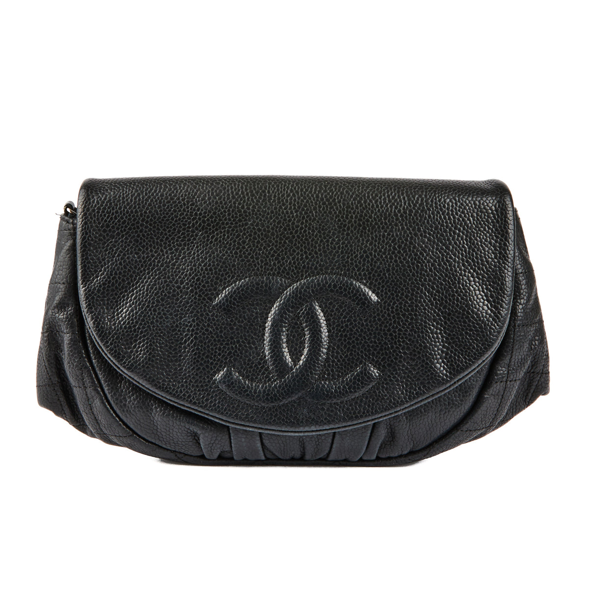CHANEL - Sac à main Wallet on chain demi lune logo CC cuir caviar noir - Handbag