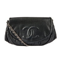 CHANEL - Sac à main Wallet on chain demi lune logo CC cuir caviar noir - Handbag