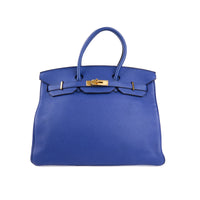 HERMES - Birkin 35 handbag in blue Togo leather - Handbag 