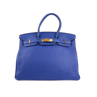 HERMES - Birkin 35 handbag in blue Togo leather - Handbag 