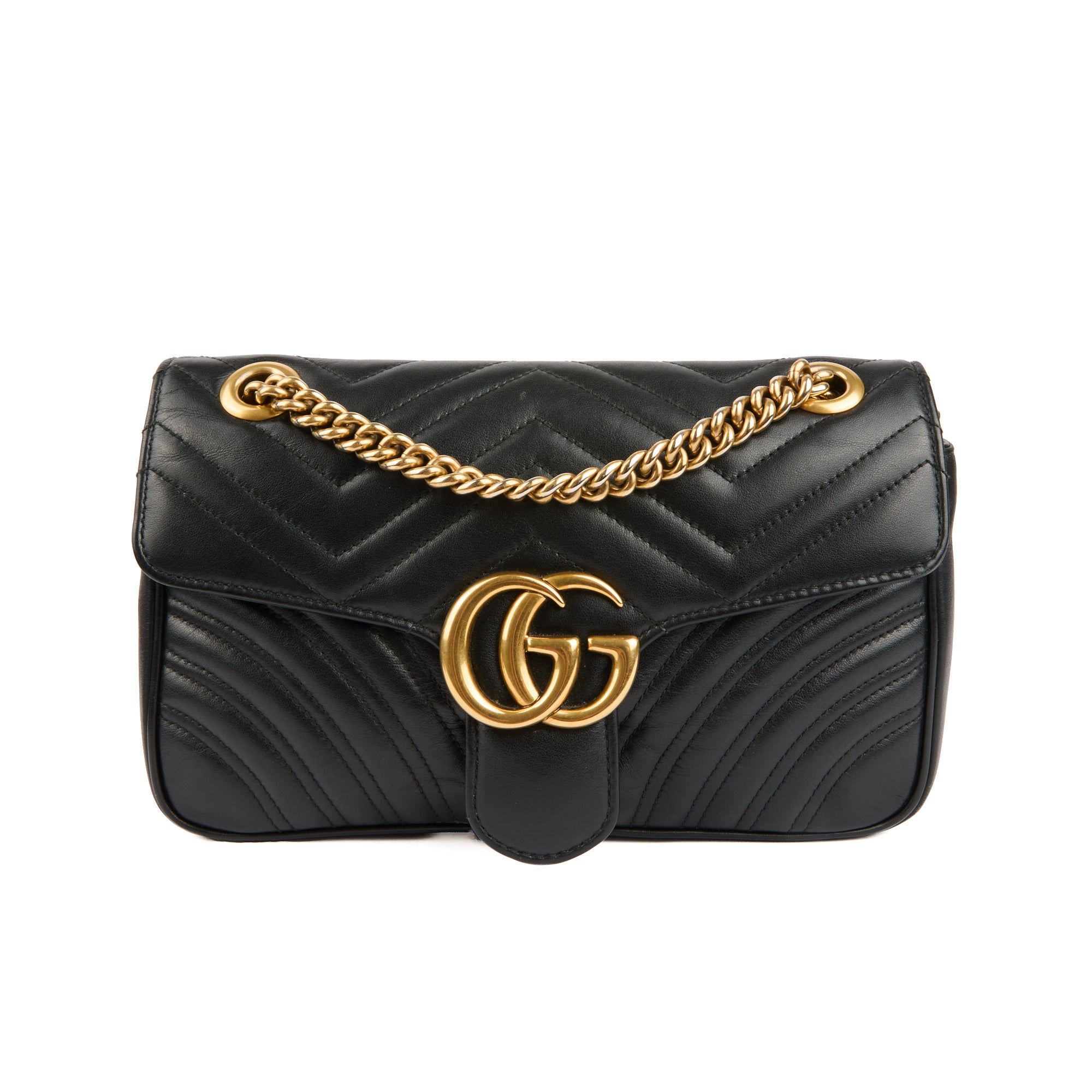 GUCCI - Sac bandoulière Marmont cuir noir - Handbag