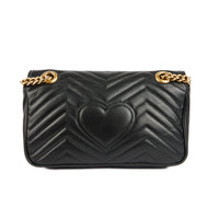 GUCCI - Sac bandoulière Marmont cuir noir - Handbag