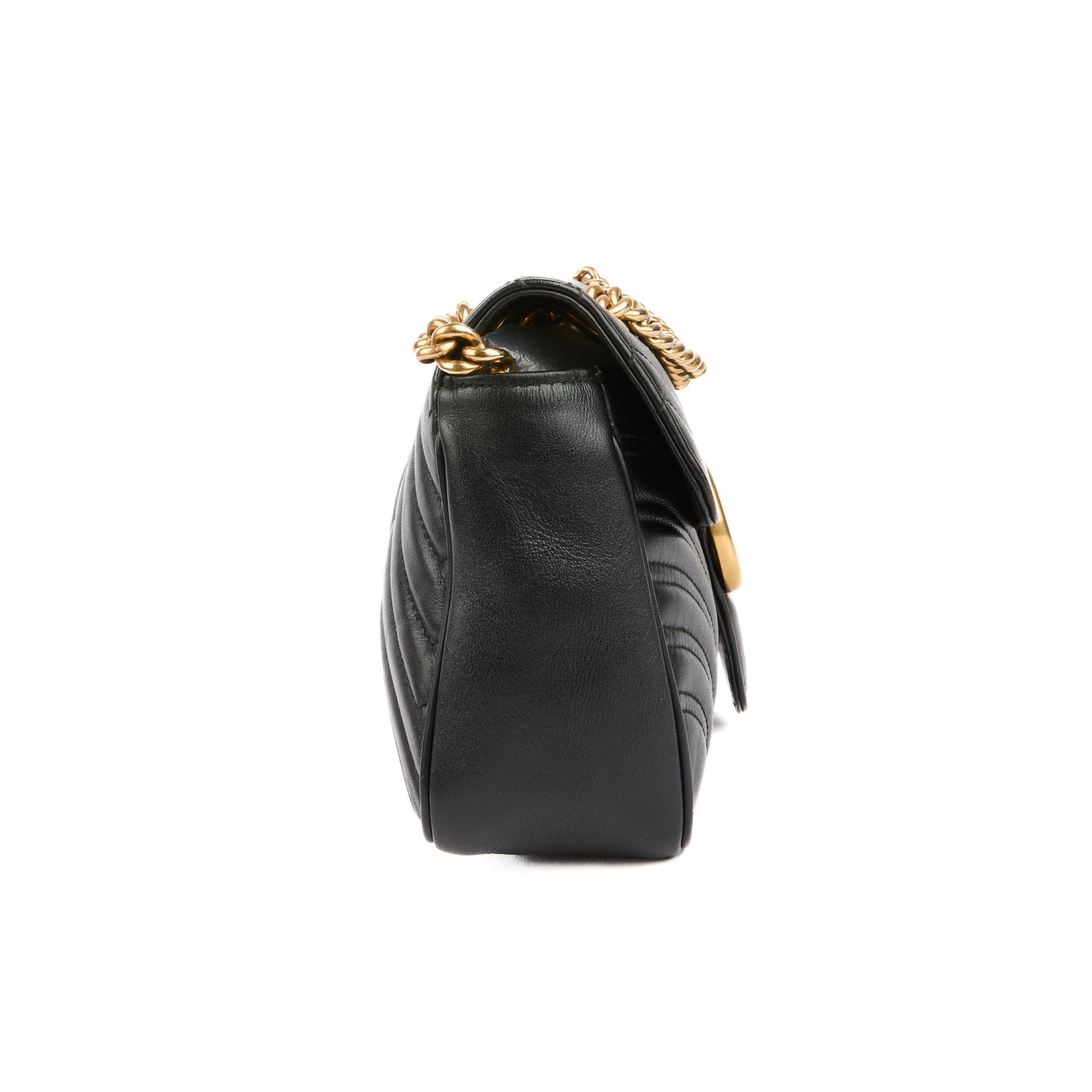 GUCCI - Sac bandoulière Marmont cuir noir - Handbag