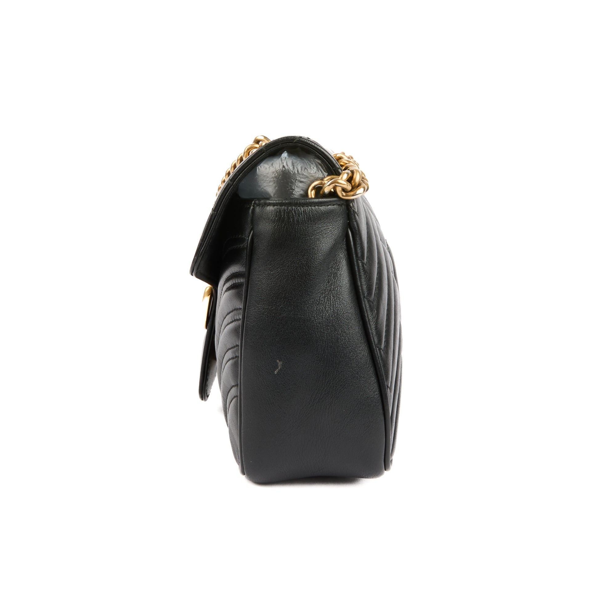 GUCCI - Sac bandoulière Marmont cuir noir - Handbag