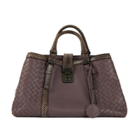 BOTTEGA VENETA - Sac à main Roma cuir Intrecciato python violet - Handbag