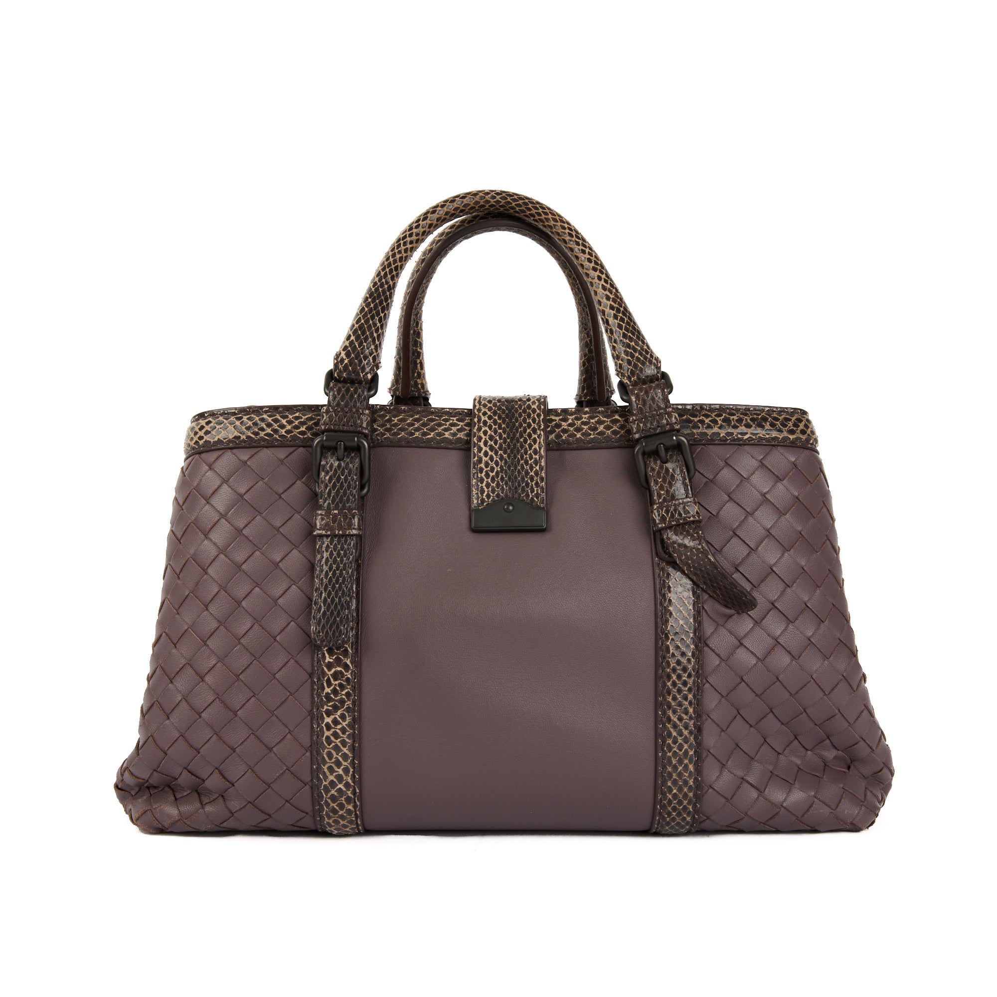 BOTTEGA VENETA - Sac à main Roma cuir Intrecciato python violet - Handbag