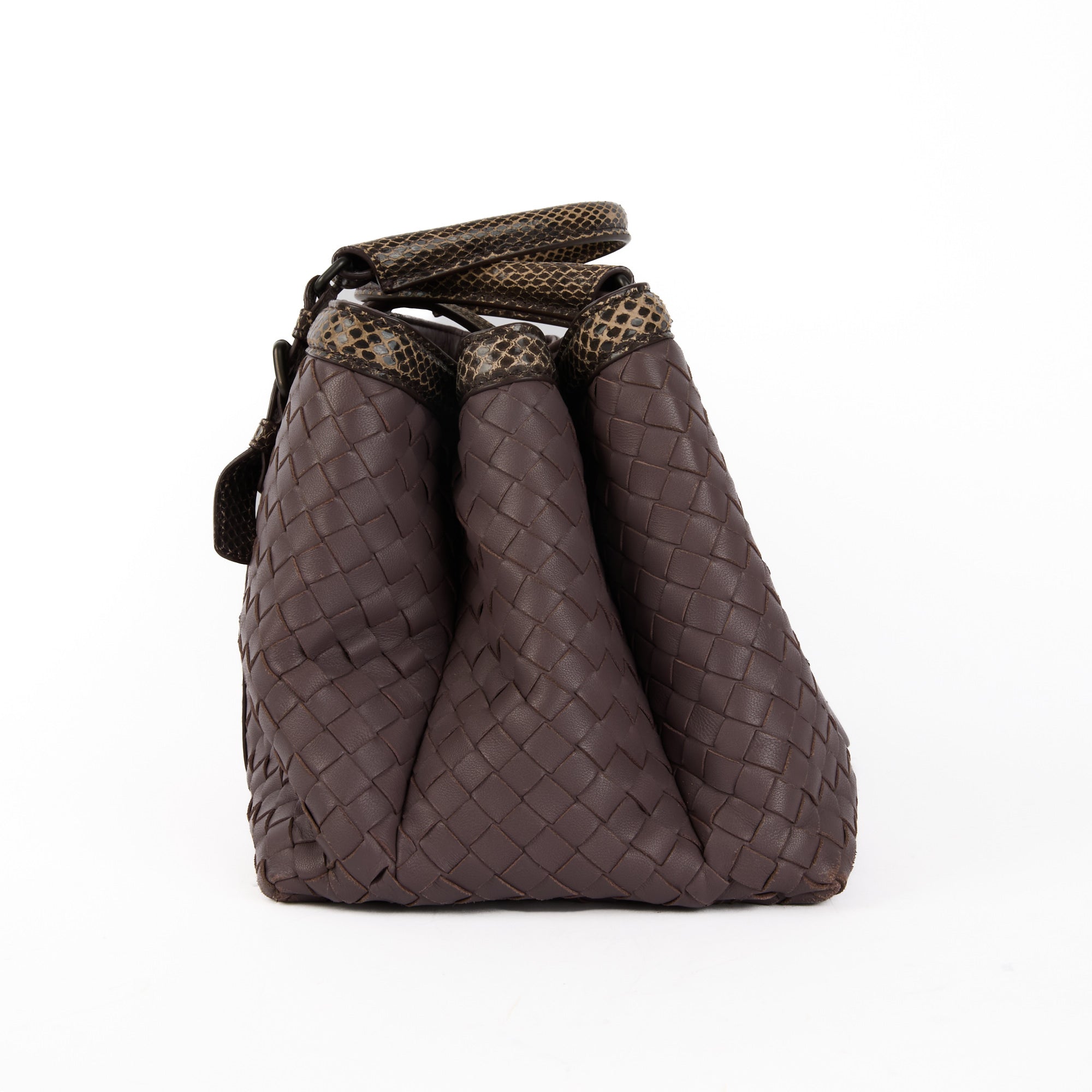 BOTTEGA VENETA - Sac à main Roma cuir Intrecciato python violet - Handbag