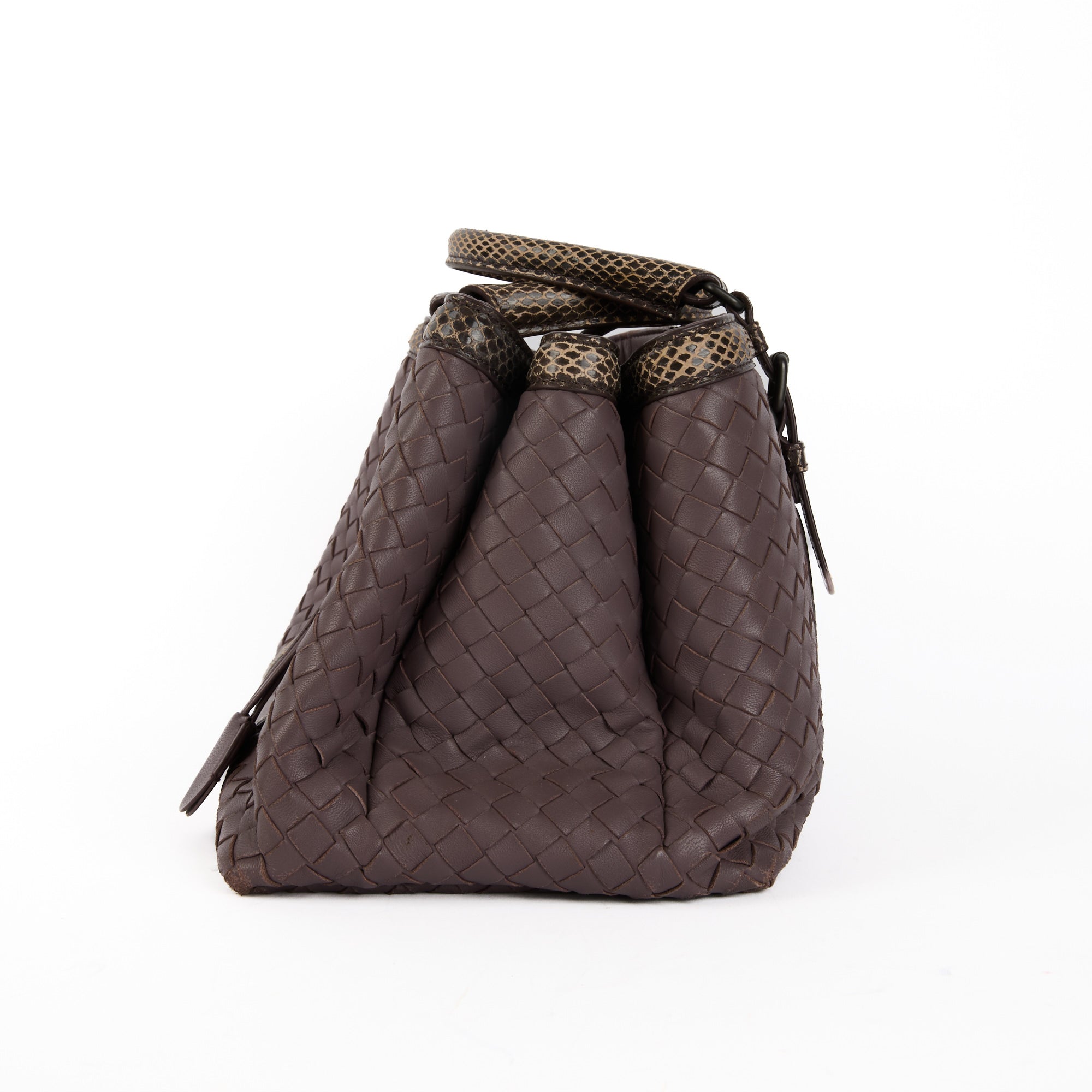 BOTTEGA VENETA - Sac à main Roma cuir Intrecciato python violet - Handbag
