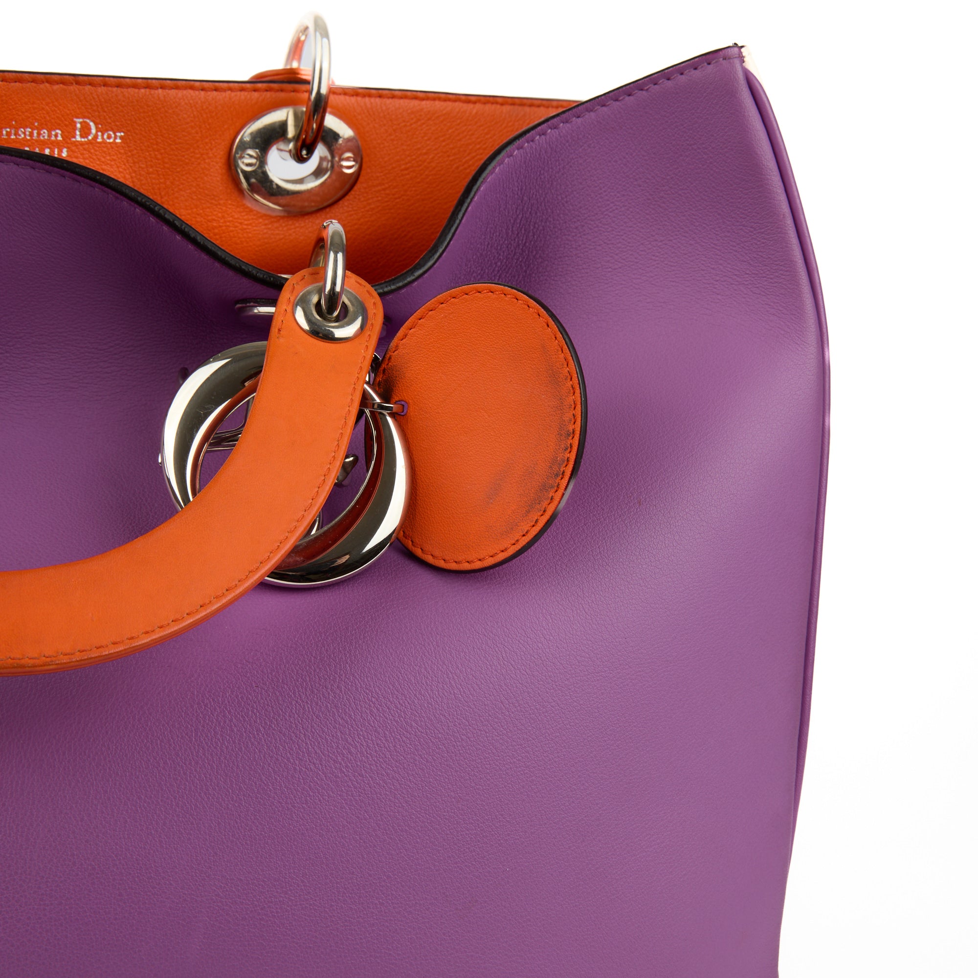 DIOR - Diorissimo Large purple orange leather shoulder bag - Handbag