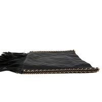 CHANEL - Sac bandoulière shopping frange matelassé cuir noir - Handbag