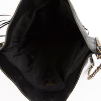 CHANEL - Sac bandoulière shopping frange matelassé cuir noir - Handbag