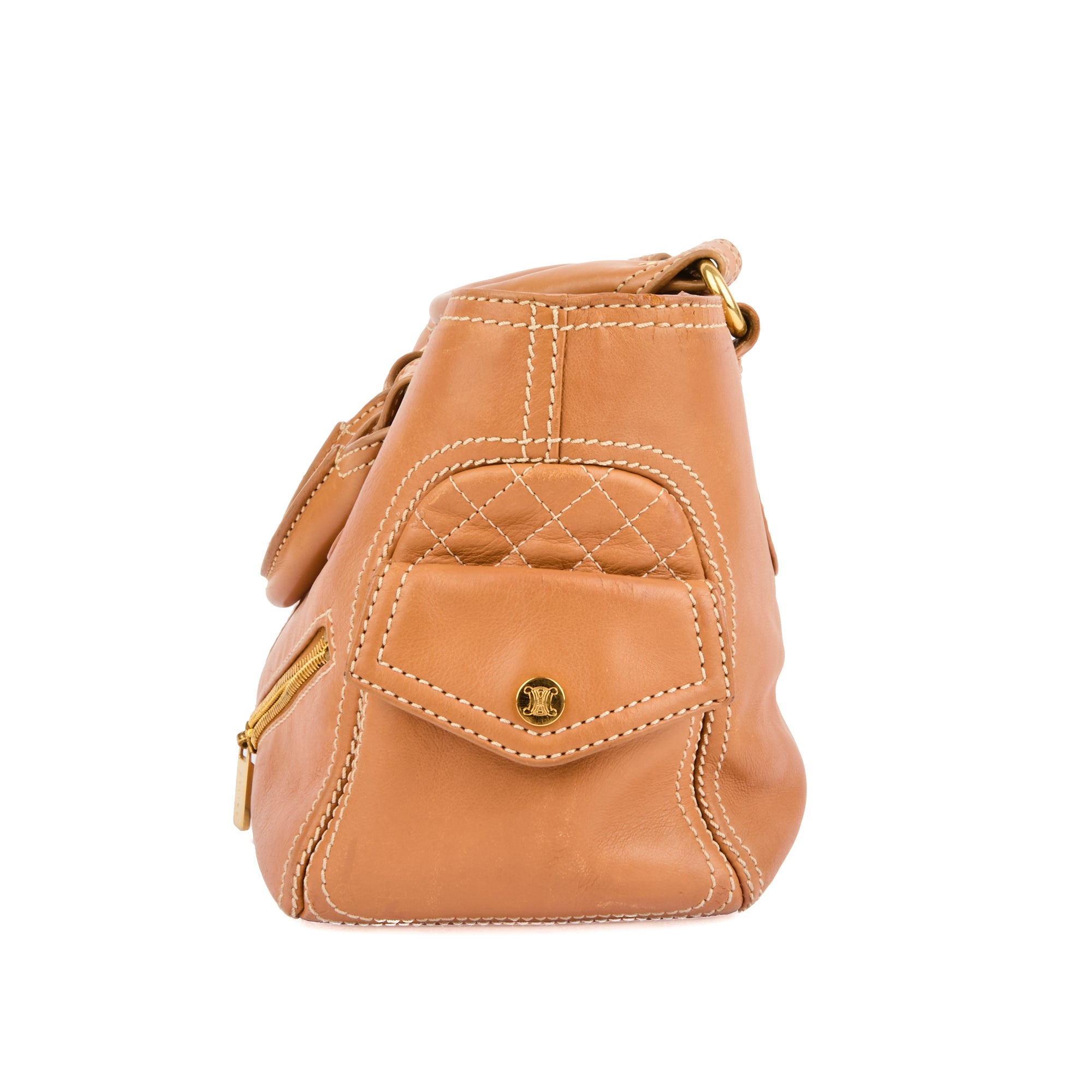 CELINE - Sac à main Boogie cuir beige - Handbag