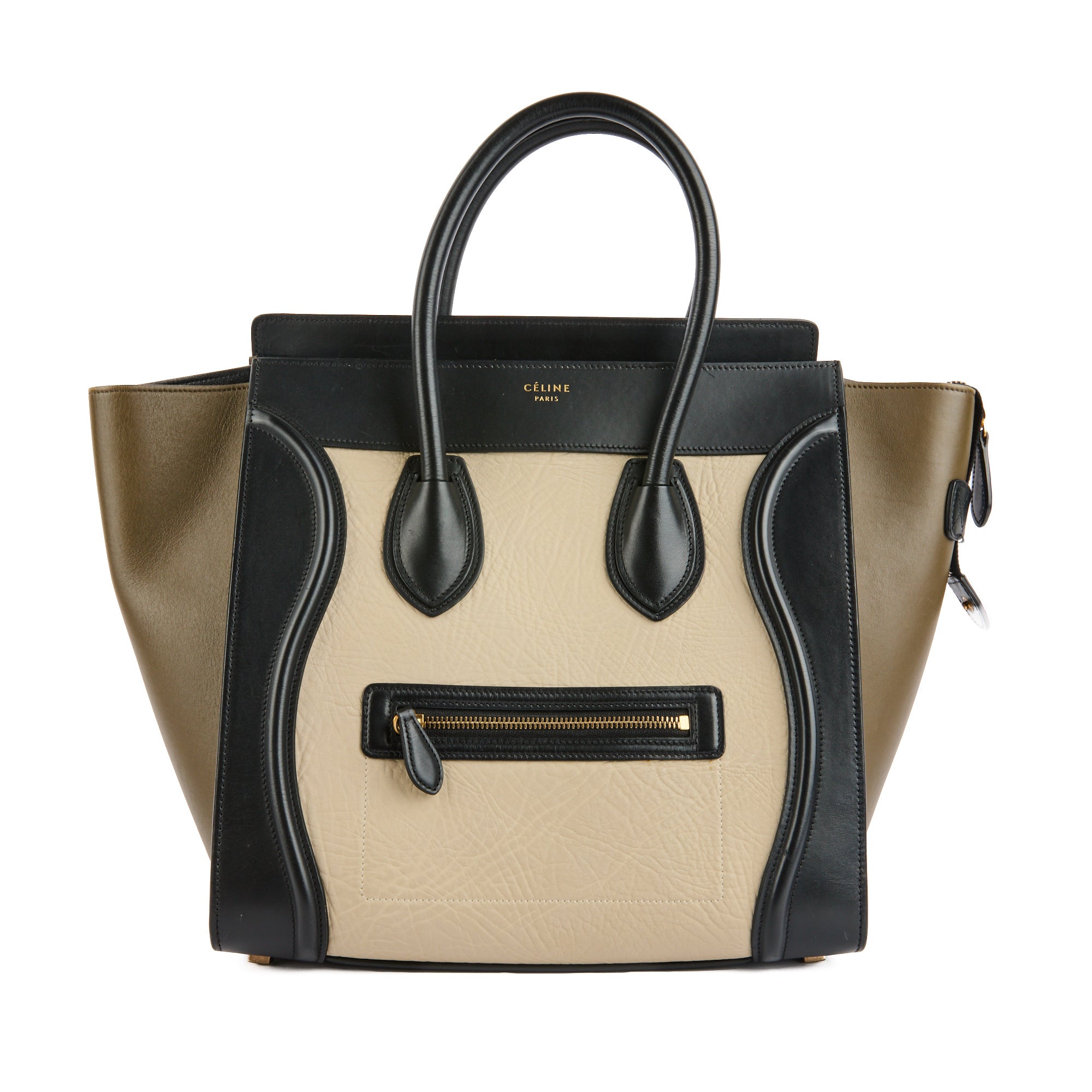 CELINE - Sac à main Luggage Large cuir grainé tricolore - Handbag