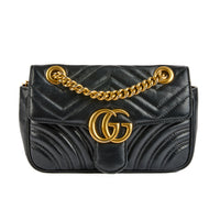 GUCCI - Sac à bandoulière Marmont PM cuir noir - Handbag
