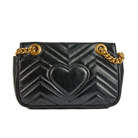 GUCCI - Sac à bandoulière Marmont PM cuir noir - Handbag